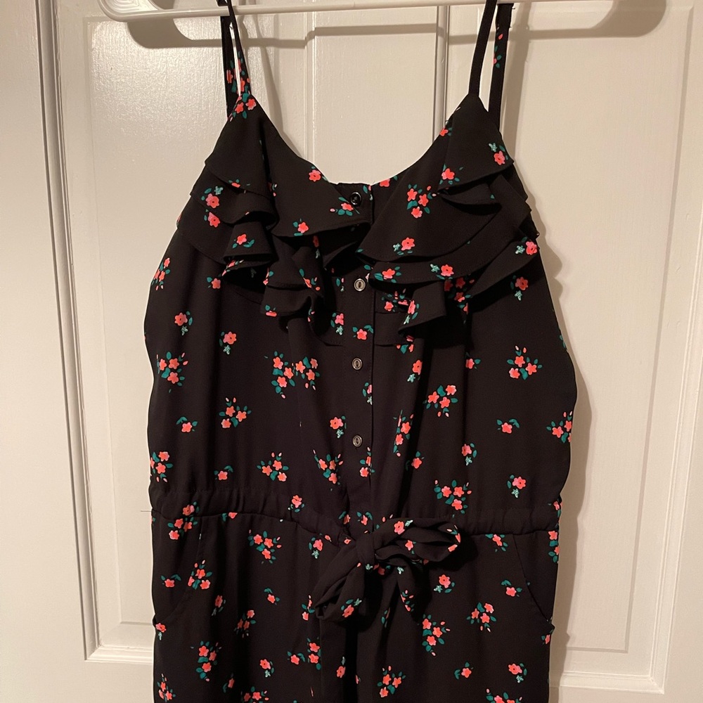 Black and floral romper